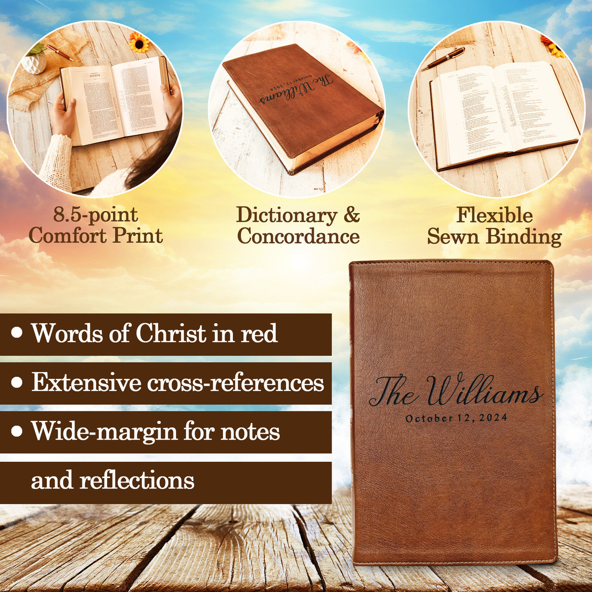 Personalized Family Bible, Custom Engraved NKJV Wide - Margin Family Bible, Wedding Gifts, Anniversary Gifts, Family Bible for Weddings - Religious Books - Aylev