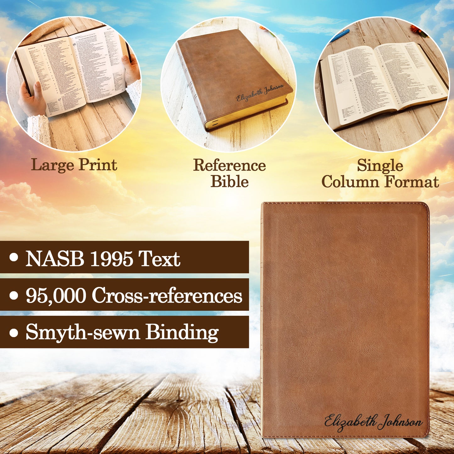 Personalized NASB 1995 Bible with name Engraved, NASB Side-Column Reference Bible, Custom Bible With Engraved Name NASB 1995 Christian Gifts
