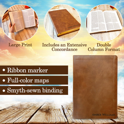 Custom ESV Bible with name Engraved, Large Print Bible, Custom Bible Name, English Standard Version Christian Gifts Religious Gifts - Religious Books - Aylev