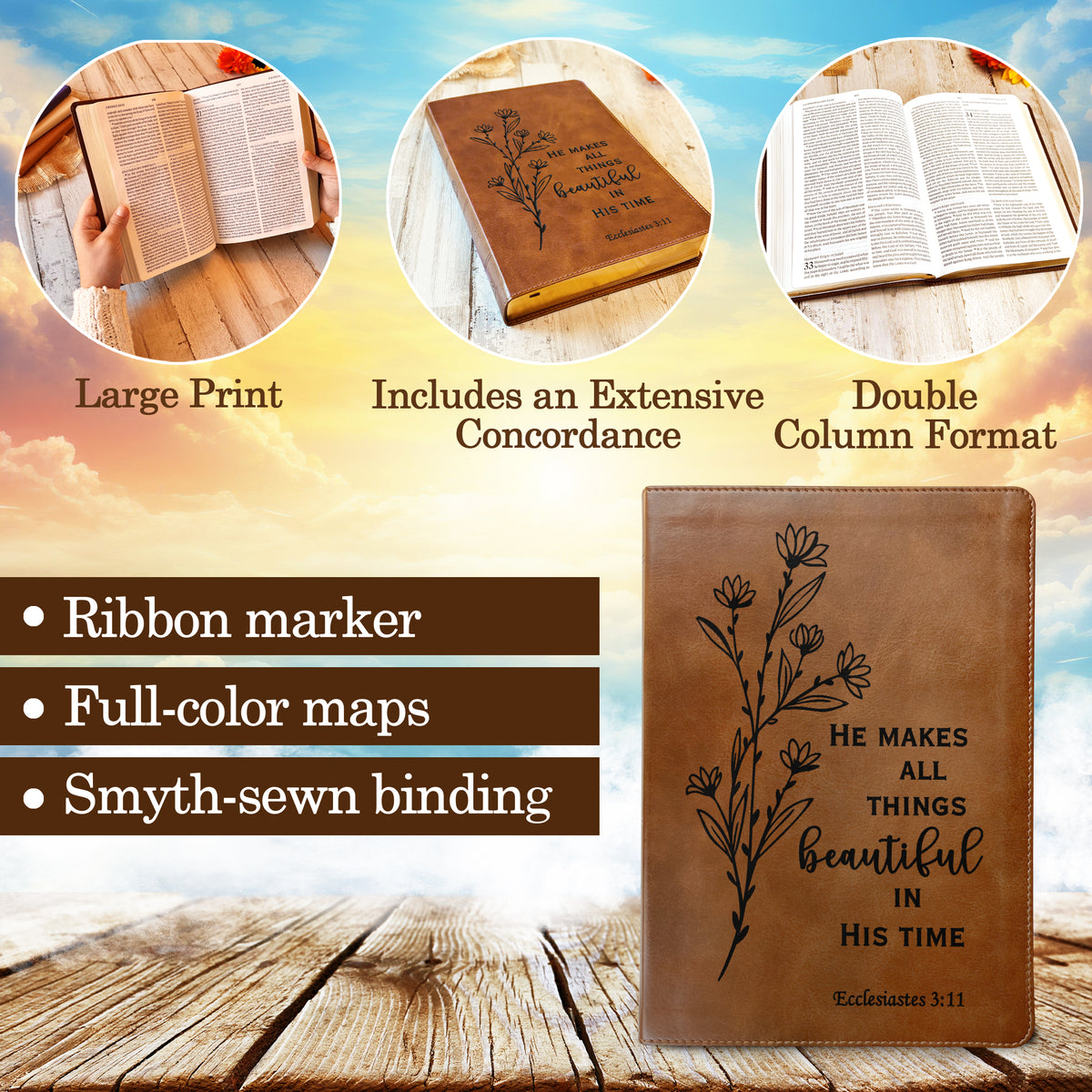 Personalized ESV Bible: Create Your Own Custom Engraved Design with a Designer, Large Print Double-Column Format English Standard Holy Bible - Religious Books - Aylev