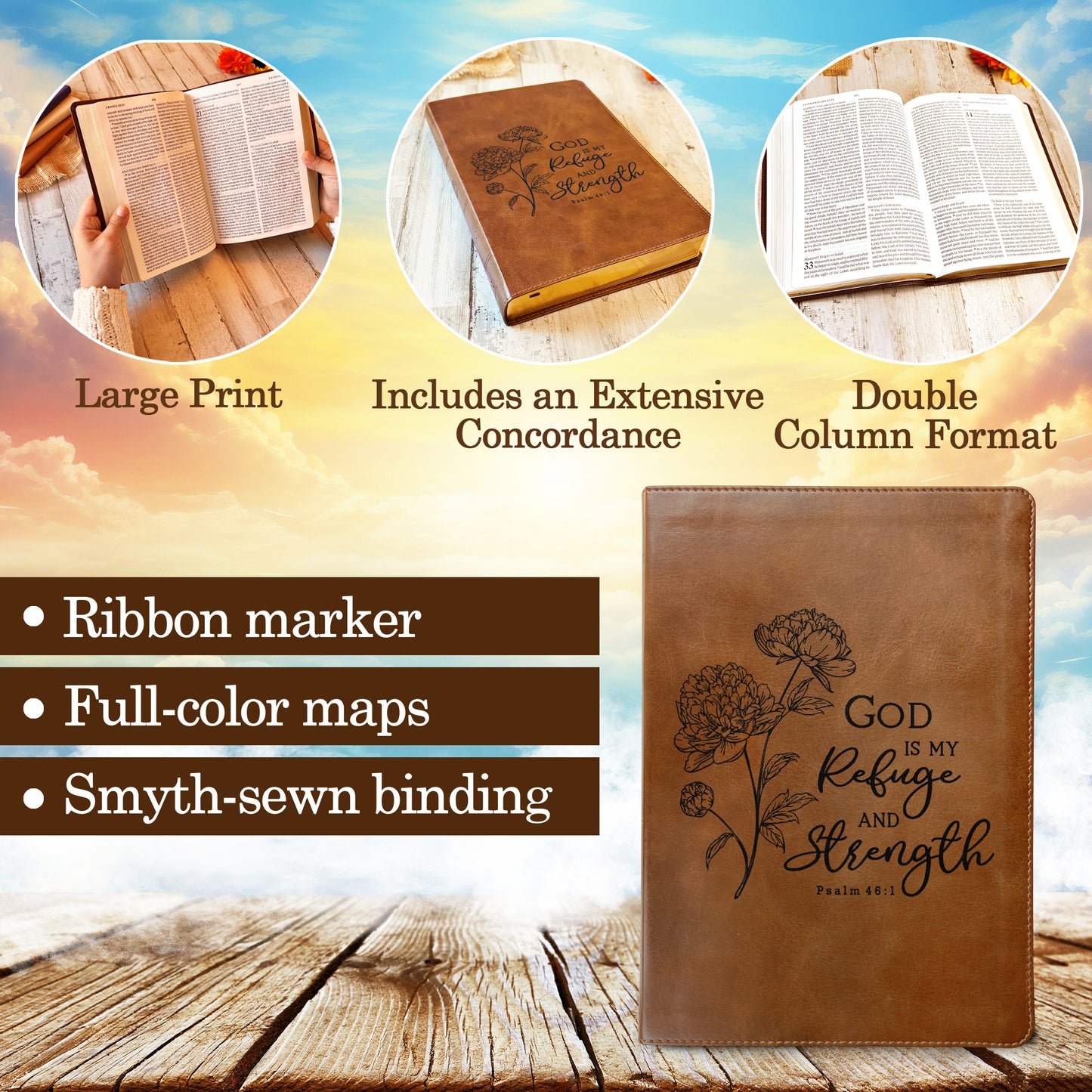 Personalized ESV Bible: Create Your Own Custom Engraved Design with a Designer, Large Print Double-Column Format English Standard Holy Bible