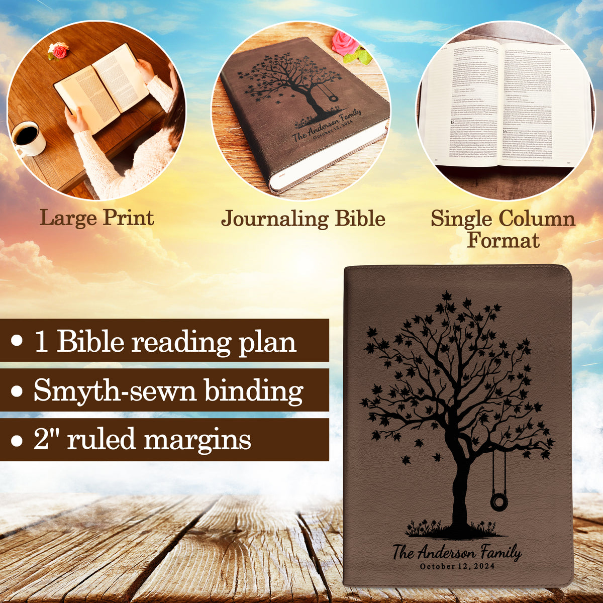 Personalized Family Bible, Custom ESV Single Column Journaling Family Bible, Engraved Bible, Wedding Gifts Christian Gifts Anniversary Gifts - Religious Books - Aylev