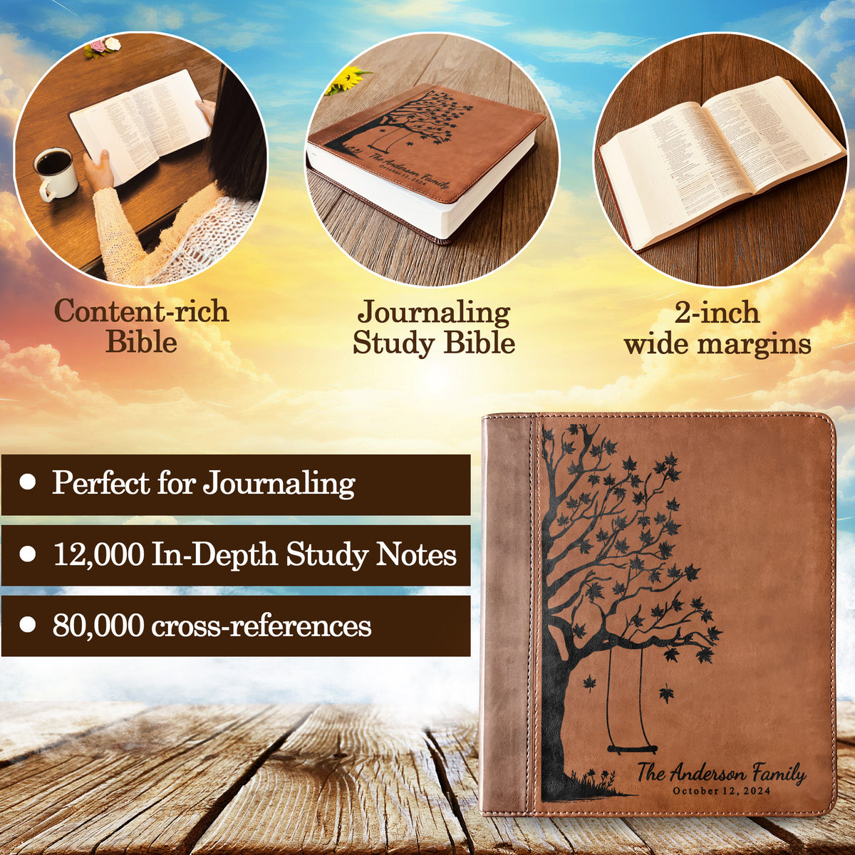 Personalized Family Bible, Custom Engraved ESV Family Tree Journaling Study Bible, Wedding Gifts, Christian Gifts, Family Bible for Wedding - Religious Books - Aylev