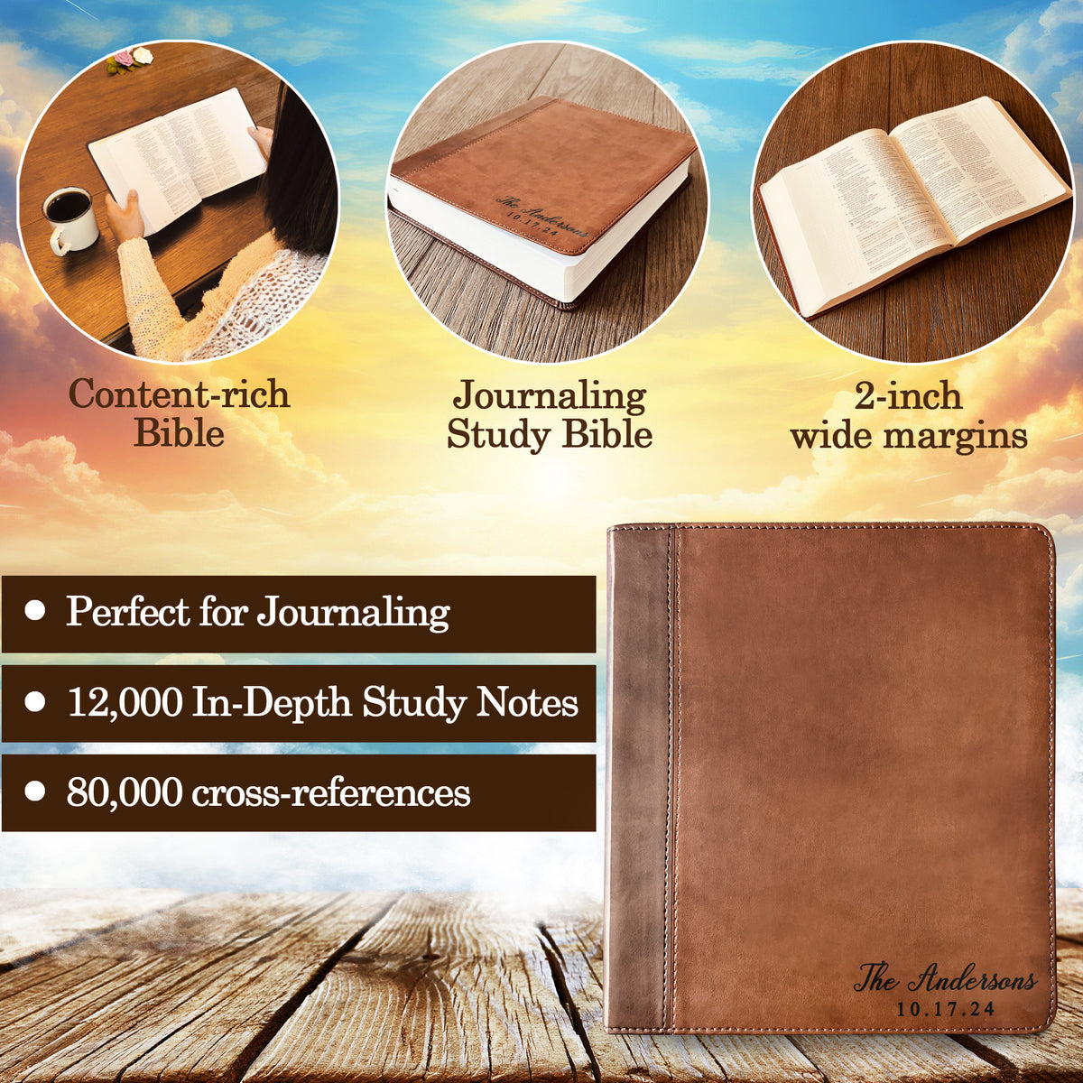 Personalized Family Bible, Custom Engraved ESV Family Journaling Study Bible, Wedding Bible, Christian Gifts, Family Bible for Wedding - Religious Books - Aylev