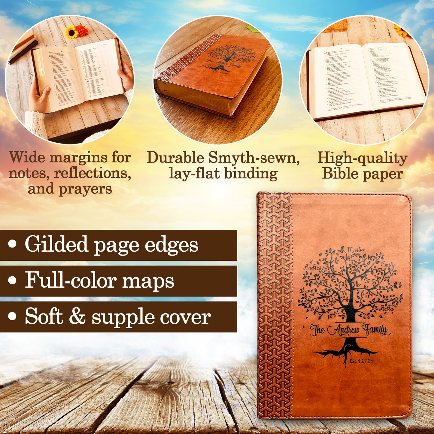 Personalized Family Bible | Custom KJV Family Tree Study Bible | Engraved Bible Wedding Bible Christian Gifts Family Bible for Wedding