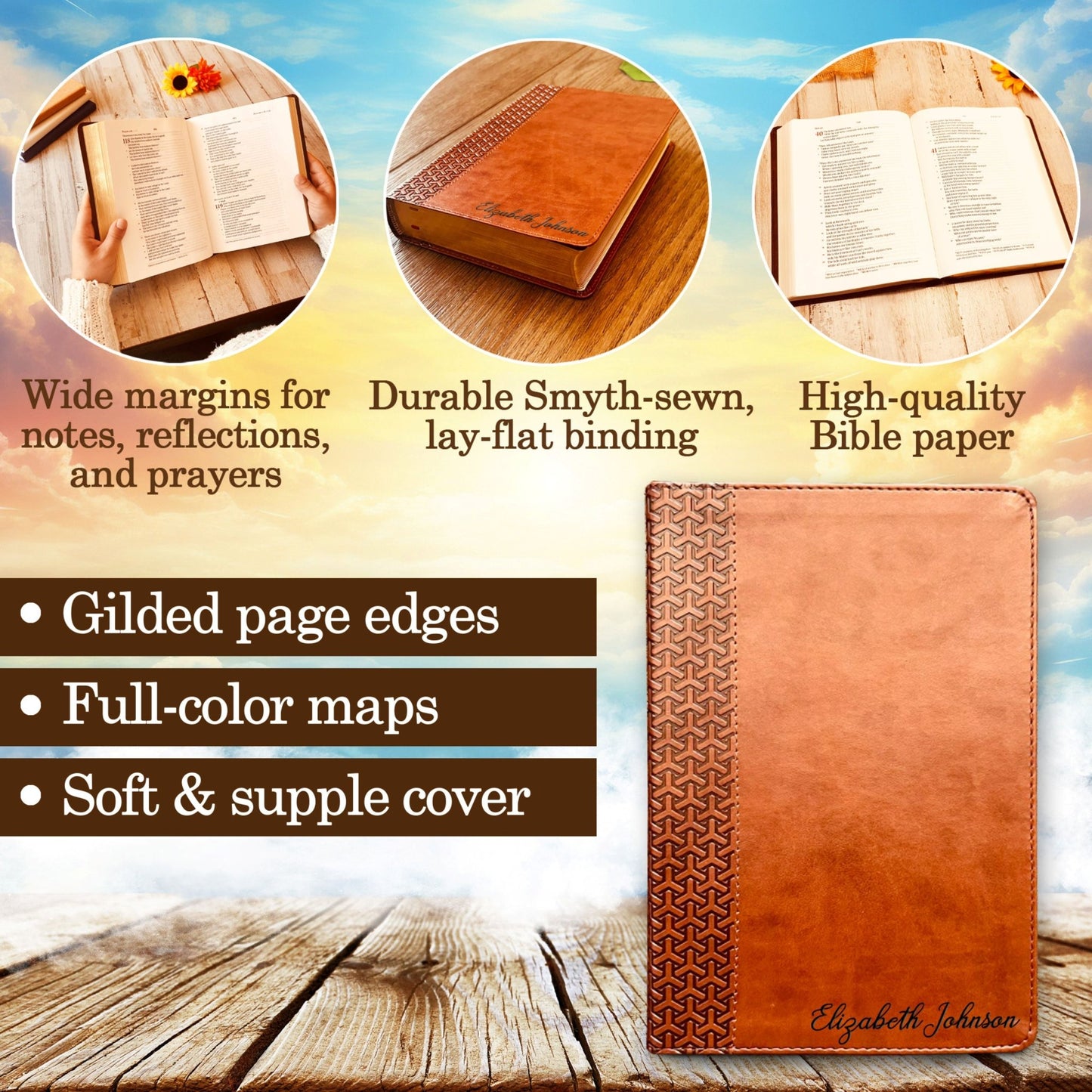 Personalized KJV Bible with Name Engraved, Custom KJV Study Bible, Custom Bible Engraved Name, King James Version Baptism Gifts Christian Gifts - Religious Books - Aylev