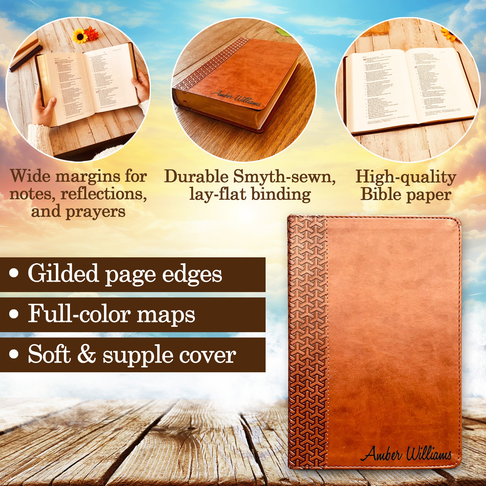 Personalized KJV Bible with Name Engraved, Custom KJV Study Bible, Custom Bible Engraved Name, King James Version Baptism Gifts Christian Gifts