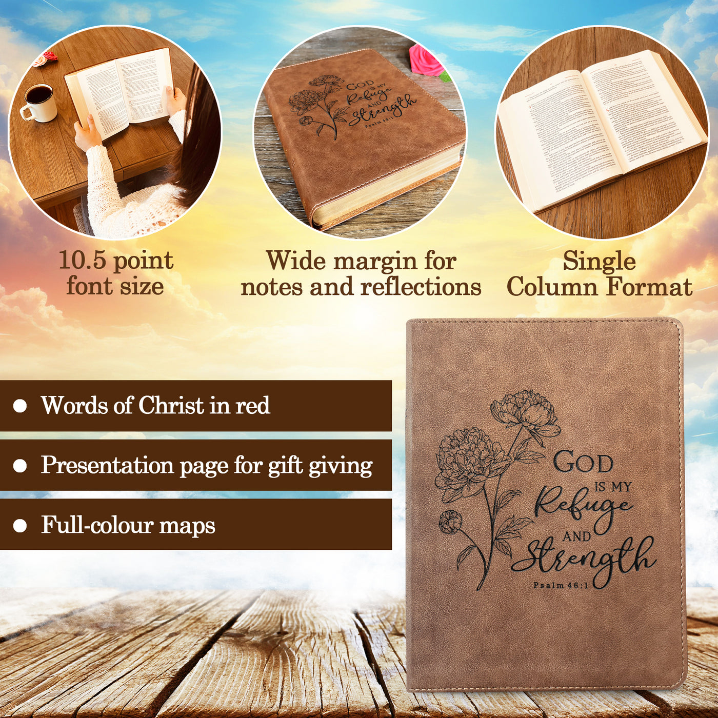 Personalized KJV Bible | Wide-Margin Bible | Custom Bible Engraved King James Version | Christian Gifts Baptism Gifts KJV Bible Women Men