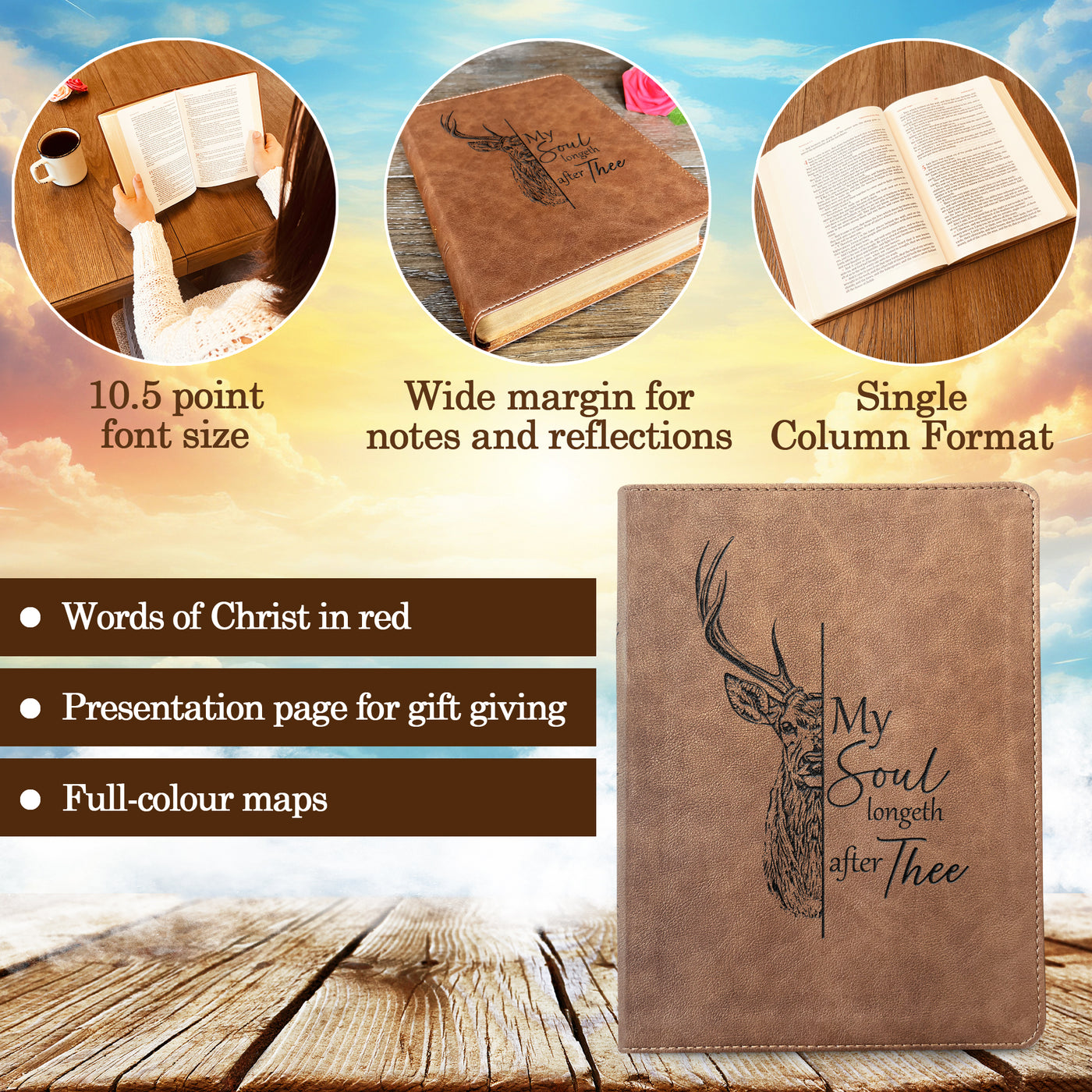 Personalized KJV Bible | Wide-Margin Bible | Custom Bible Engraved King James Version | Christian Gifts Baptism Gifts KJV Bible Women Men