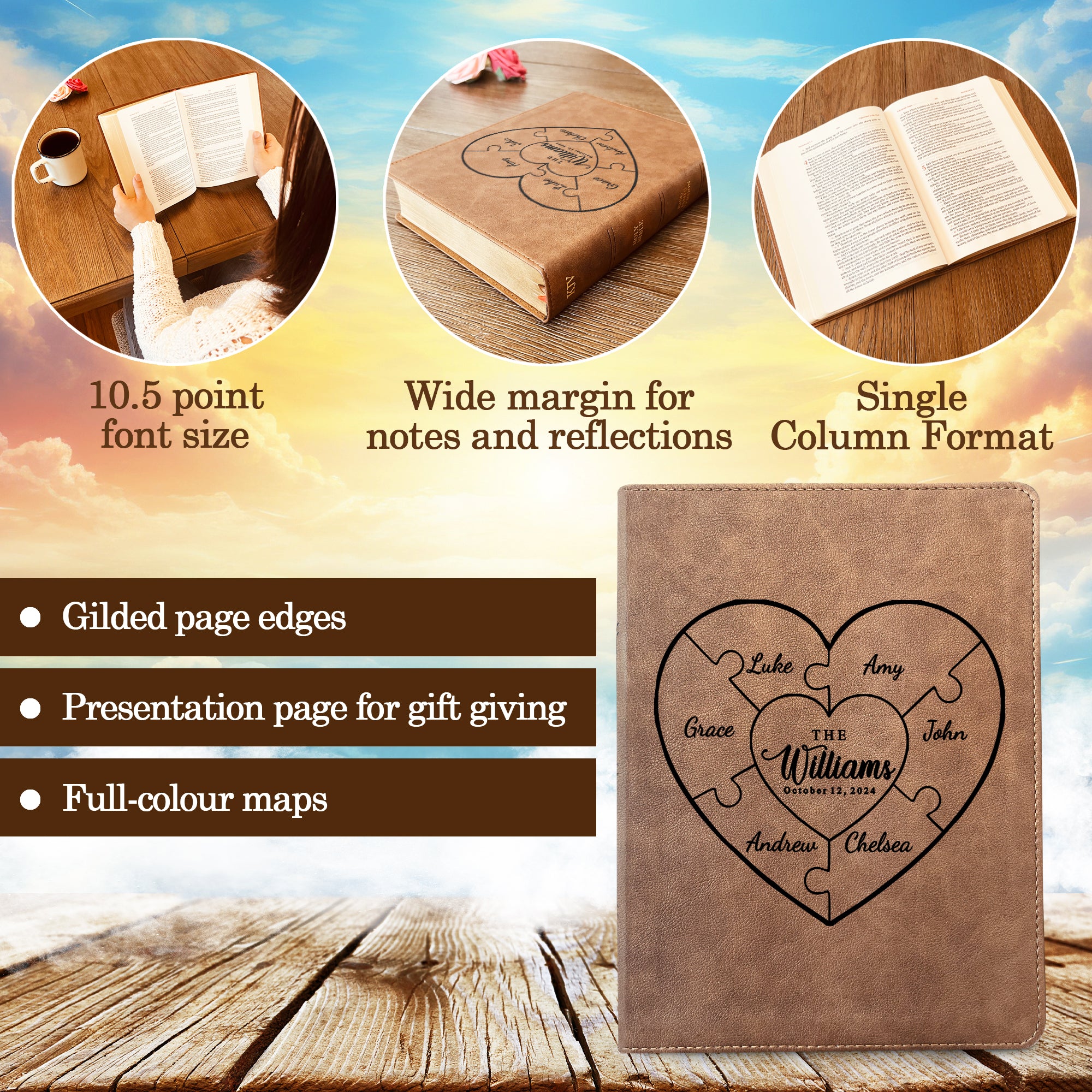 Personalized Family Bible, Custom KJV Wide-Margin Family Bible, Engraved Bible, Wedding Bible, Christian Gifts, Family Bible for Wedding