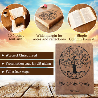 Personalized Family Bible, Custom KJV Family Tree Wide - Margin Bible, Engraved Bible, Wedding Bible, Christian Gifts Family Bible for Wedding - Religious Books - Aylev