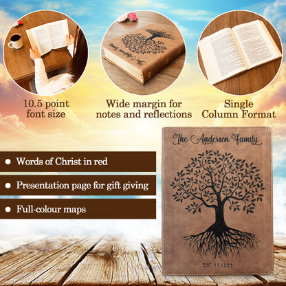 Personalized Family Bible, Custom KJV Family Tree Wide - Margin Bible, Engraved Bible, Wedding Bible, Christian Gifts Family Bible for Wedding - Religious Books - Aylev