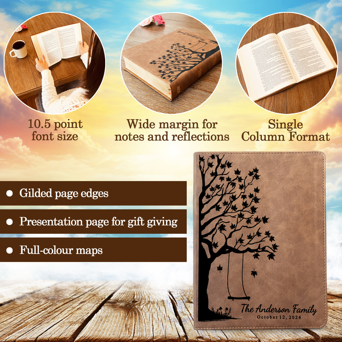 Personalized Family Bible, Custom KJV Family Tree Wide - Margin Bible, Engraved Bible, Wedding Bible, Christian Gifts Family Bible for Wedding - Religious Books - Aylev
