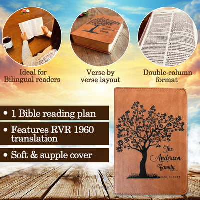 Personalized ESV/RVR Family Bible | Biblia en Español Personalizada | Biblia Reina Valera 1960 en espanol | Spanish Bible Christian Gifts