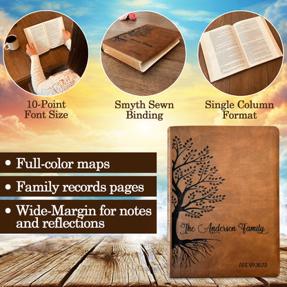 Personalized NASB Family Bible, NASB Custom Family Tree Bible, Wide Margin, Custom Engraved Bible for Wedding, Christian Gift, Wedding Gift - Religious Books - Aylev