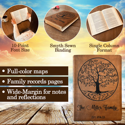 Personalized NASB Family Bible, NASB Custom Family Tree Bible, Wide Margin, Custom Engraved Bible for Wedding, Christian Gift, Wedding Gift - Religious Books - Aylev