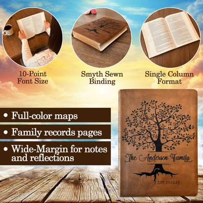 Personalized NASB Family Bible, NASB Custom Family Tree Bible, Wide Margin, Custom Engraved Bible for Wedding, Christian Gift, Wedding Gift - Religious Books - Aylev
