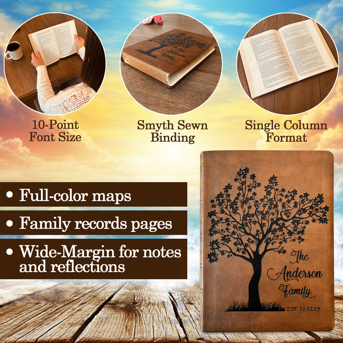 Personalized NASB Family Bible, NASB Custom Family Tree Bible, Wide Margin, Custom Engraved Bible for Wedding, Christian Gift, Wedding Gift - Religious Books - Aylev
