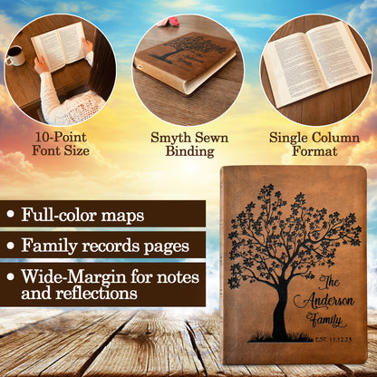 Personalized NASB Family Bible, NASB Custom Family Tree Bible, Wide Margin, Custom Engraved Bible for Wedding, Christian Gift, Wedding Gift - Religious Books - Aylev