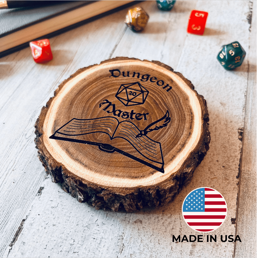 Dungeons and Dragons Real Wood Dungeon Master DnD Coaster, DnD Accessories, DnD Gift for Men, Dungeon Master Gift, DnD Stuff, D&D Gifts - Apparel & Accessories - Aylev