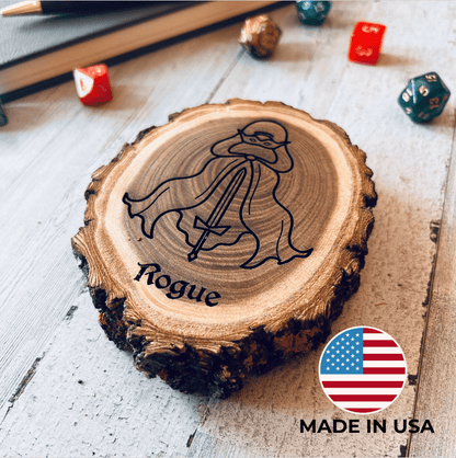 Dungeons and Dragons Real Wood Rogue DnD Coaster, DnD Accessories, DnD Gift for Men, DnD Stuff, D&D Gifts - Apparel & Accessories - Aylev