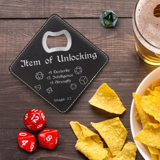 Dungeons and Dragons Item of Unlocking DnD Coaster Bottle Opener | DnD Gift for Men | Dungeon Master Gift | DnD Stuff | D&D Gifts - Aylev