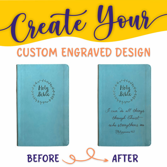 Personalized NIV Bible: Create Your Own Custom Engraved Design with a Designer, NIV Value Thinline Blue New International Version Holy Bible - Aylev