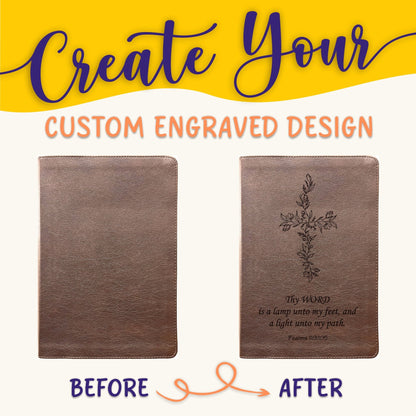 Personalized ESV Bible: Create Your Own Custom Engraved Design with a Designer, Large Print Journaling English Standard Holy Bible - Religious Books - Aylev