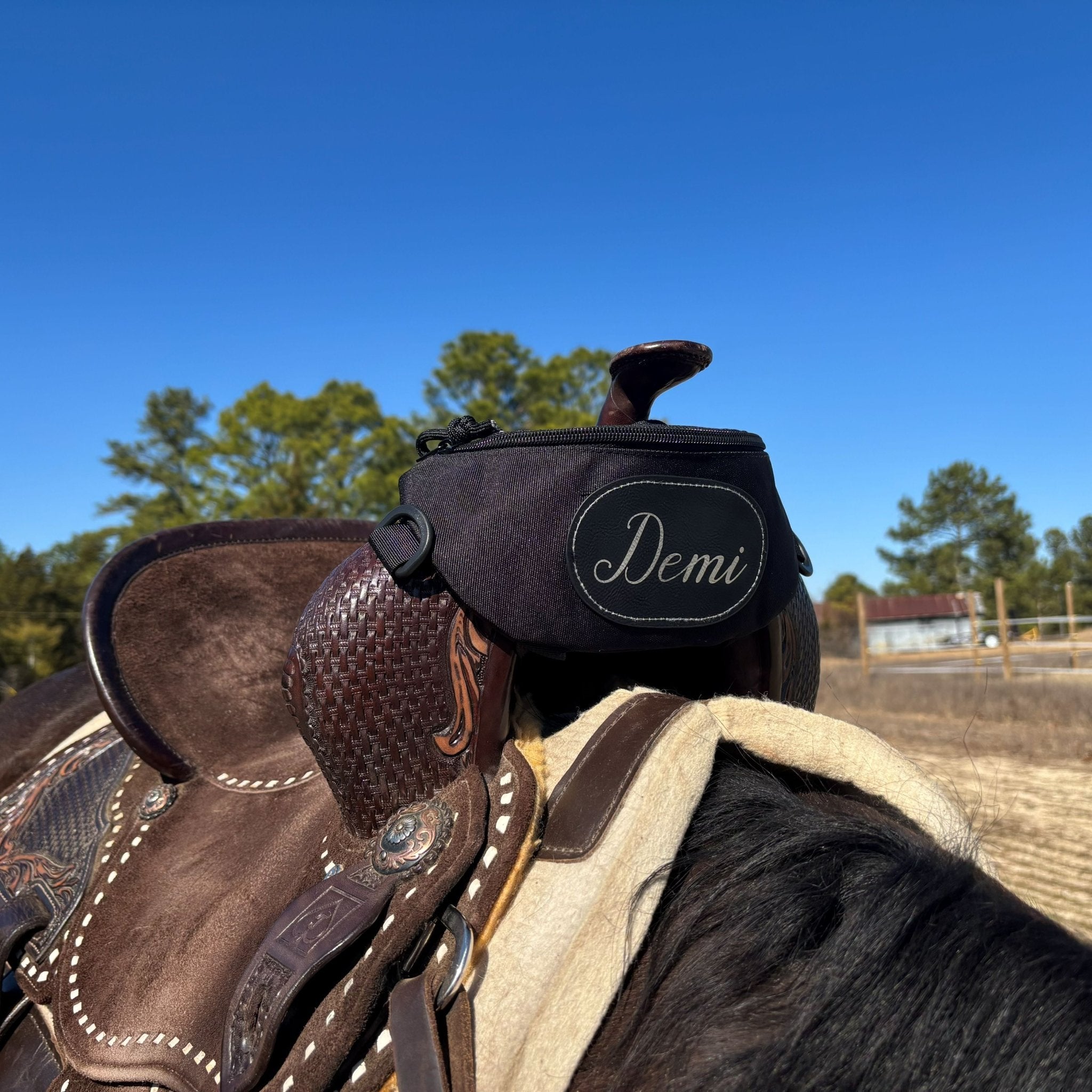 Personalized Horse Saddle Pommel Bag, Equestrian Storage Bag for Trail Riding & Horse Tack, Multiple Colors - Horse Tack Accessories - Aylev