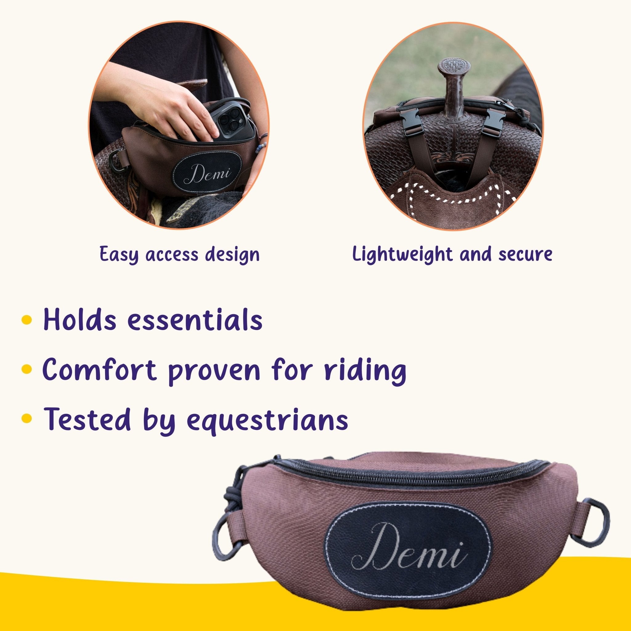 Personalized Horse Saddle Pommel Bag, Equestrian Storage Bag for Trail Riding & Horse Tack, Multiple Colors - Horse Tack Accessories - Aylev
