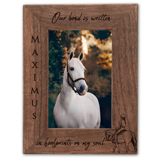 Personalized Horse Picture Frame, Genuine Walnut Horse Photo Frame 4x6, Horse Picture Wall Decor, Horse Memorial Gift, Horse Loss Gifts - Apparel & Accessories - Aylev