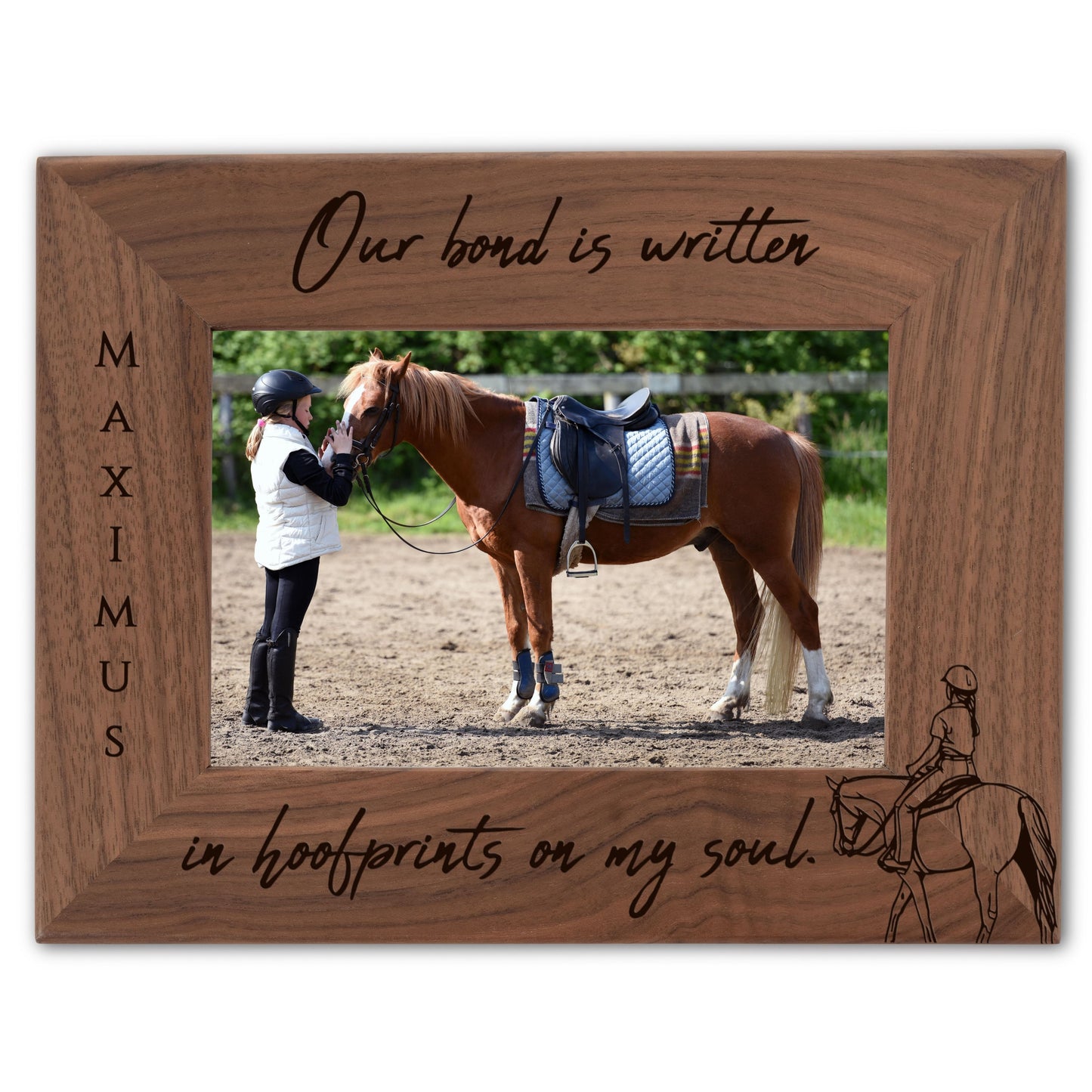 Personalized Horse Picture Frame, Genuine Walnut Horse Photo Frame 4x6, Horse Picture Wall Decor, Horse Memorial Gift, Horse Loss Gifts
