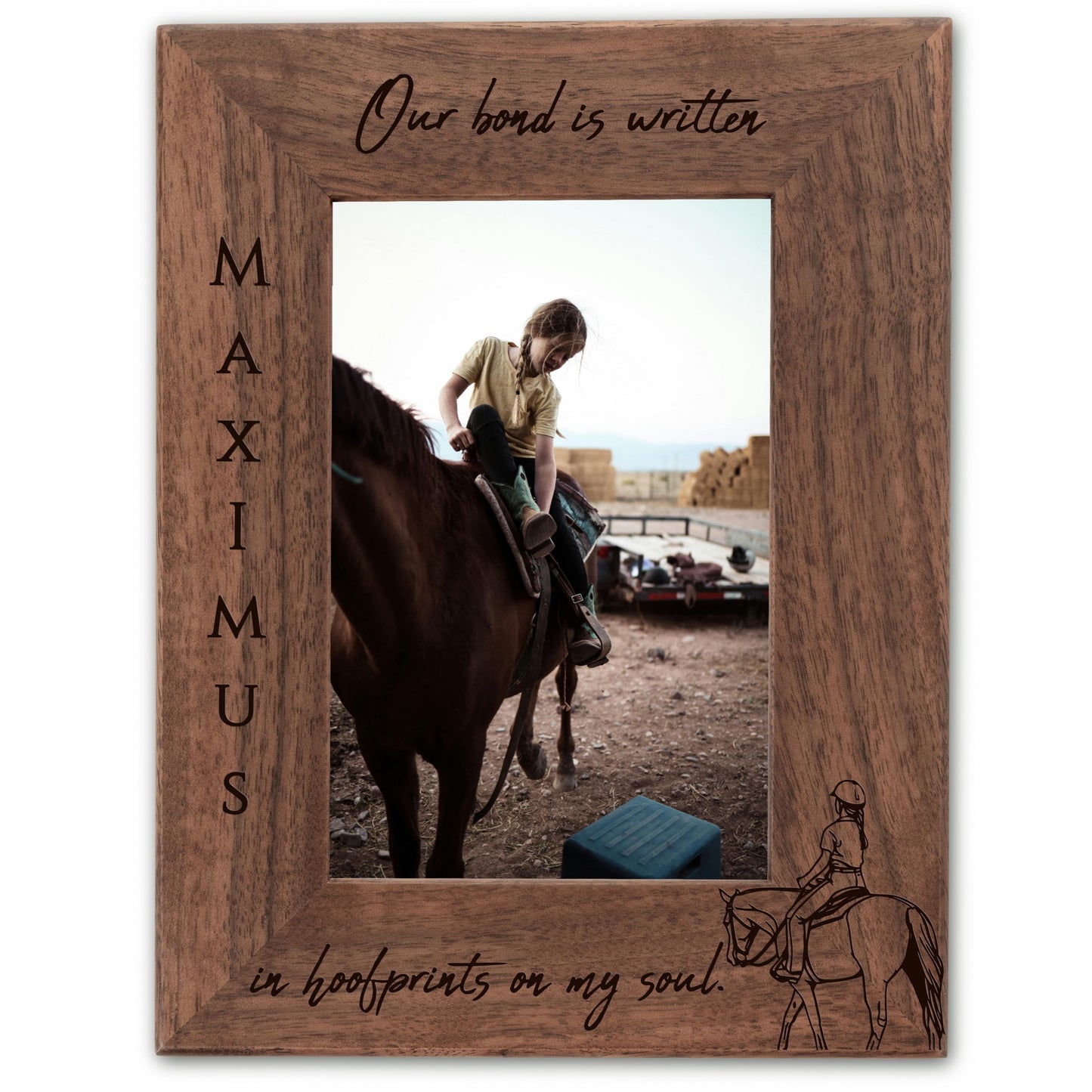 Personalized Horse Picture Frame, Genuine Walnut Horse Photo Frame 4x6, Horse Picture Wall Decor, Horse Memorial Gift, Horse Loss Gifts