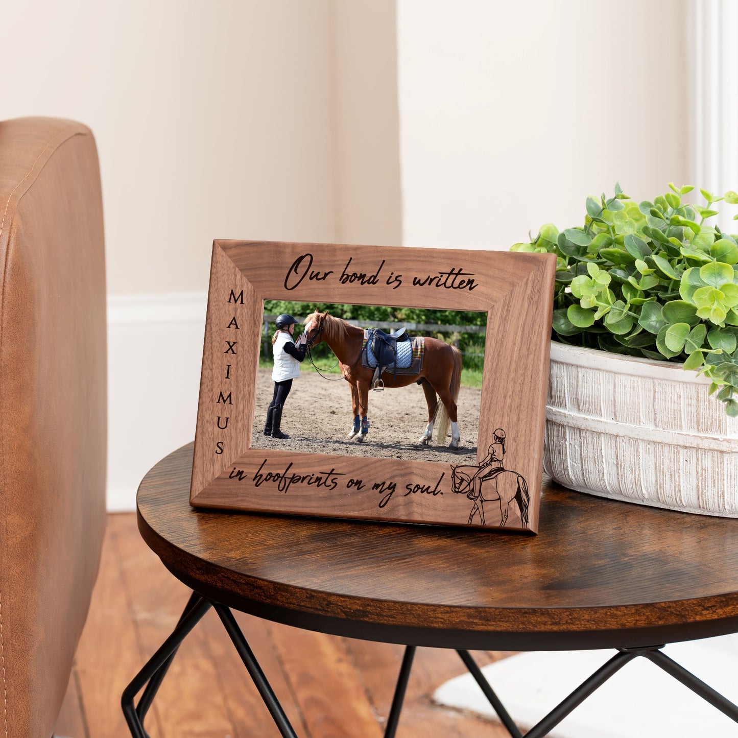 Personalized Horse Picture Frame, Genuine Walnut Horse Photo Frame 4x6, Horse Picture Wall Decor, Horse Memorial Gift, Horse Loss Gifts