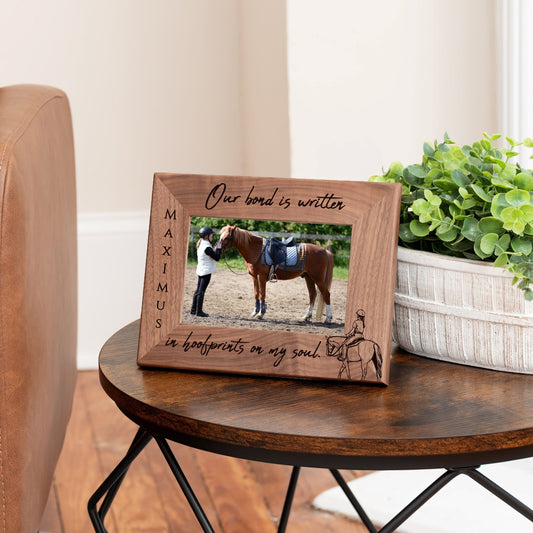 Personalized Horse Picture Frame, Genuine Walnut Horse Photo Frame 4x6, Horse Picture Wall Decor, Horse Memorial Gift, Horse Loss Gifts - Apparel & Accessories - Aylev