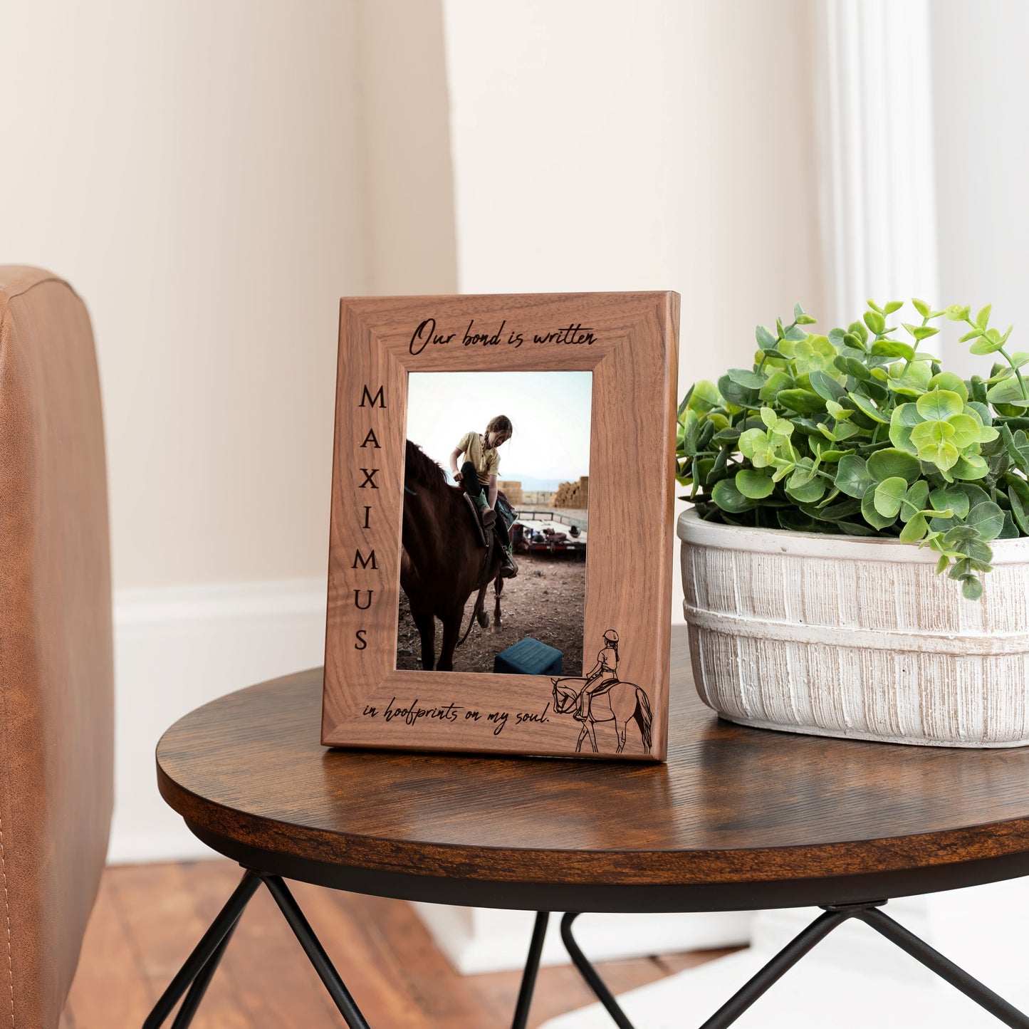 Personalized Horse Picture Frame, Genuine Walnut Horse Photo Frame 4x6, Horse Picture Wall Decor, Horse Memorial Gift, Horse Loss Gifts
