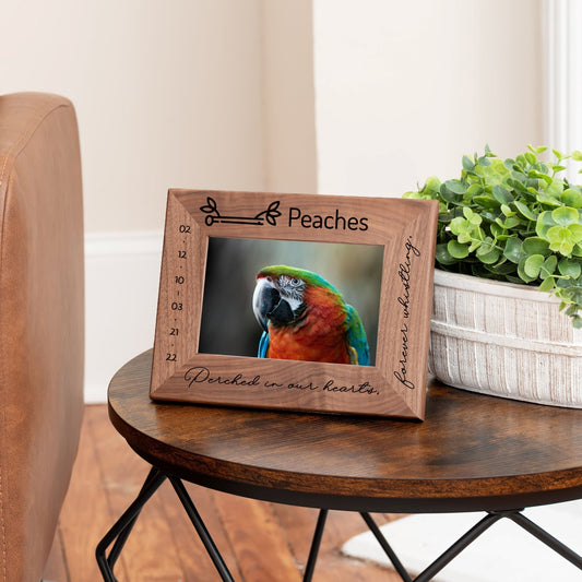 Personalized Bird Picture Frame, Genuine Walnut Bird Photo Frame 4x6, Bird Picture Wall Decor, Bird Memorial Gift, Bird Loss Gifts - Apparel & Accessories - Aylev