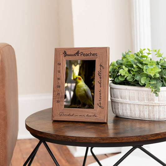 Personalized Bird Picture Frame, Genuine Walnut Bird Photo Frame 4x6, Bird Picture Wall Decor, Bird Memorial Gift, Bird Loss Gifts - Apparel & Accessories - Aylev