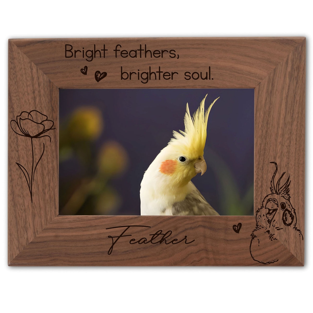 Personalized Bird Picture Frame, Genuine Walnut Bird Photo Frame 4x6, Bird Picture Wall Decor, Bird Memorial Gift, Bird Loss Gifts - Apparel & Accessories - Aylev