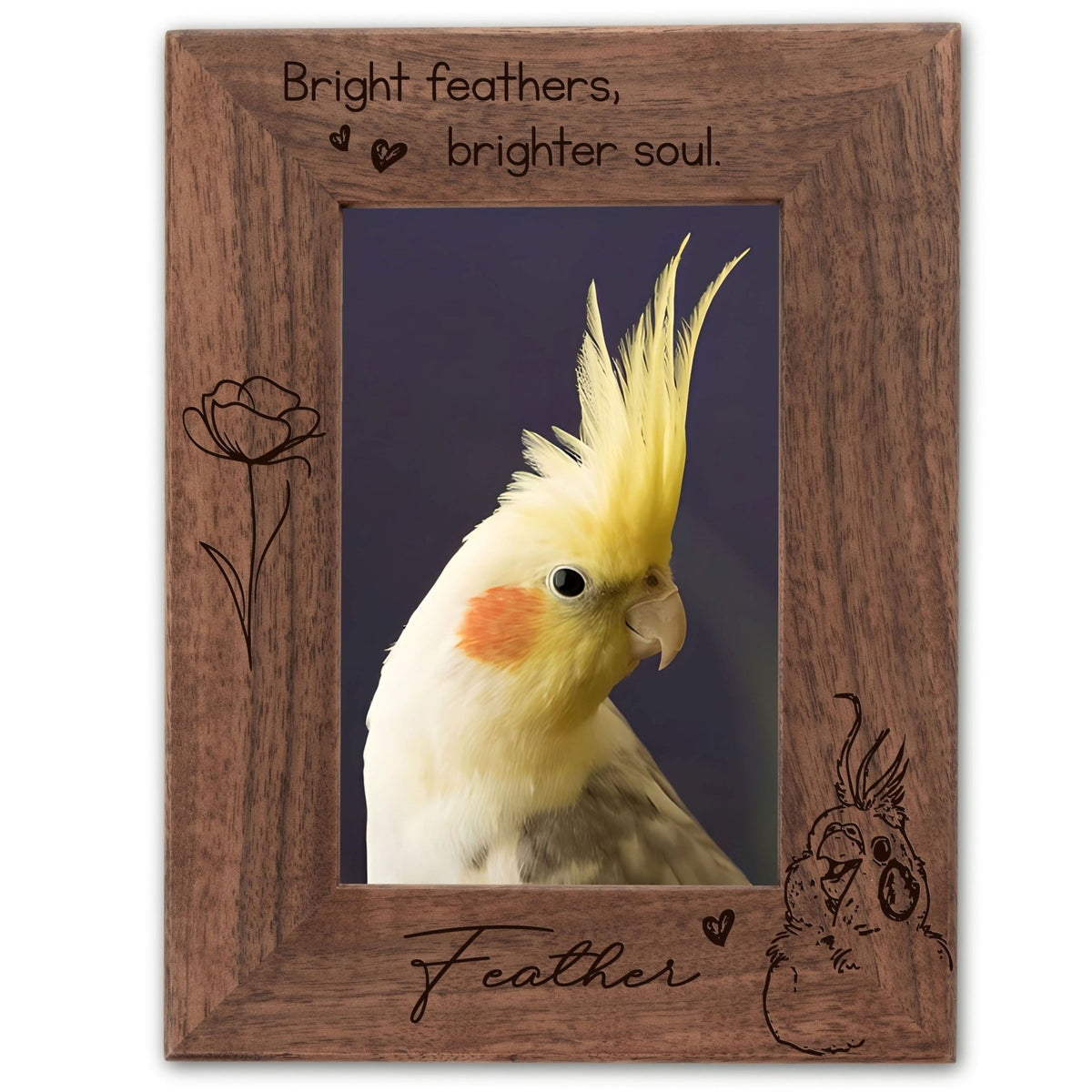 Personalized Bird Picture Frame, Genuine Walnut Bird Photo Frame 4x6, Bird Picture Wall Decor, Bird Memorial Gift, Bird Loss Gifts - Apparel & Accessories - Aylev