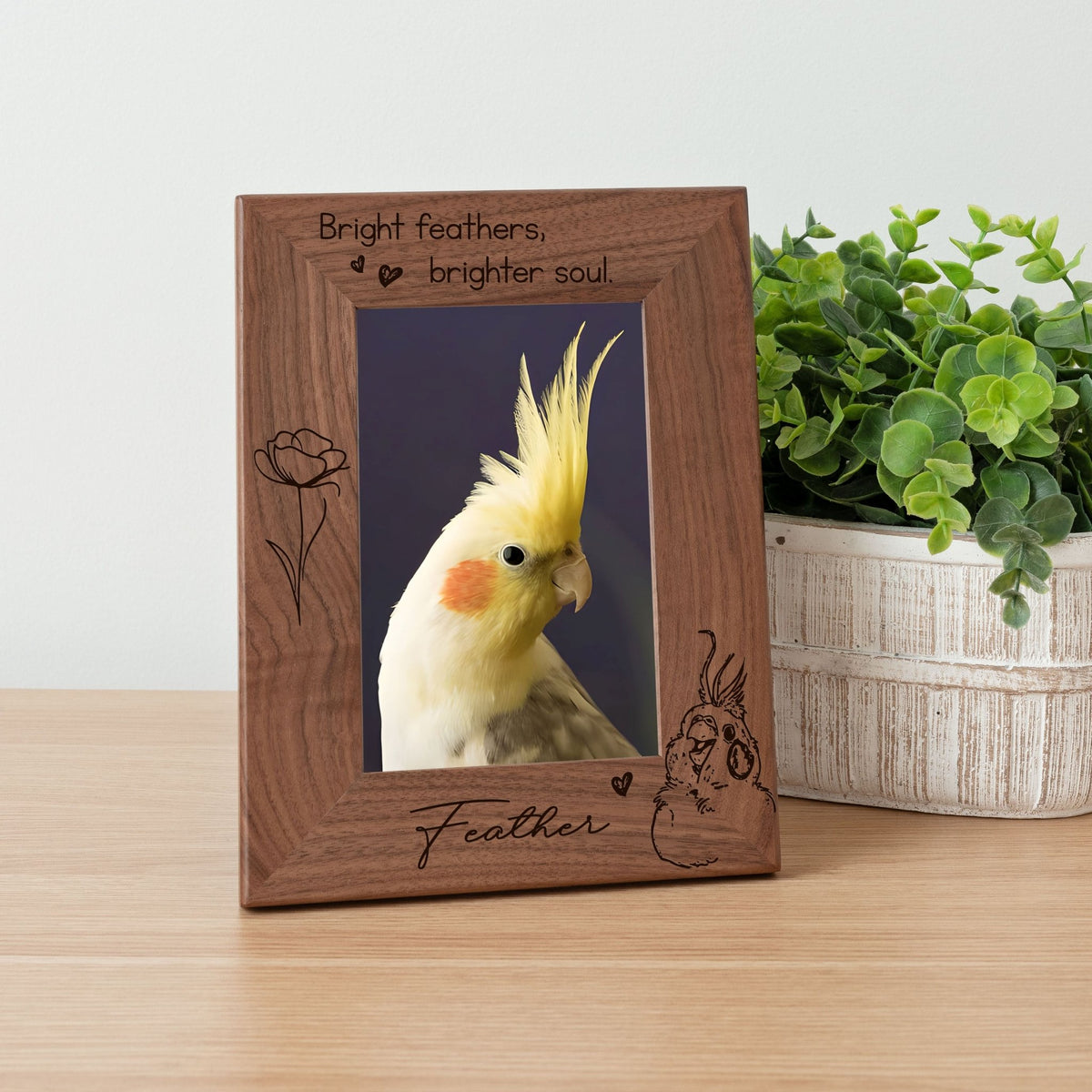 Personalized Bird Picture Frame, Genuine Walnut Bird Photo Frame 4x6, Bird Picture Wall Decor, Bird Memorial Gift, Bird Loss Gifts - Apparel & Accessories - Aylev
