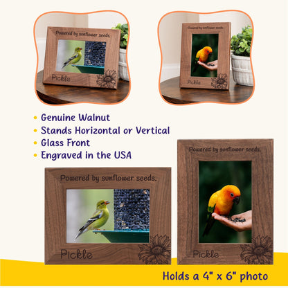 Personalized Bird Picture Frame, Genuine Walnut Bird Photo Frame 4x6, Bird Picture Wall Decor, Bird Memorial Gift, Bird Loss Gifts - Apparel & Accessories - Aylev