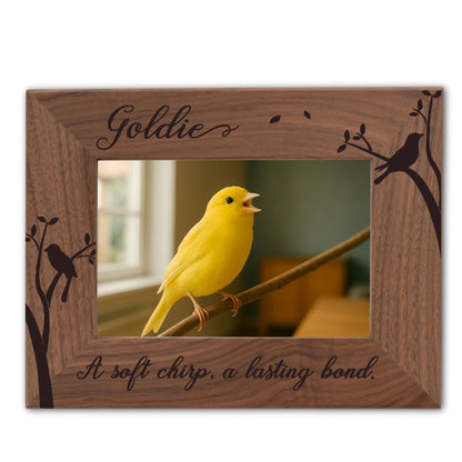 Personalized Bird Picture Frame, Genuine Walnut Bird Photo Frame 4x6, Bird Picture Wall Decor, Bird Memorial Gift, Bird Loss Gifts - Apparel & Accessories - Aylev