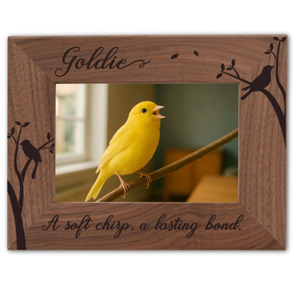 Personalized Bird Picture Frame, Genuine Walnut Bird Photo Frame 4x6, Bird Picture Wall Decor, Bird Memorial Gift, Bird Loss Gifts - Apparel & Accessories - Aylev