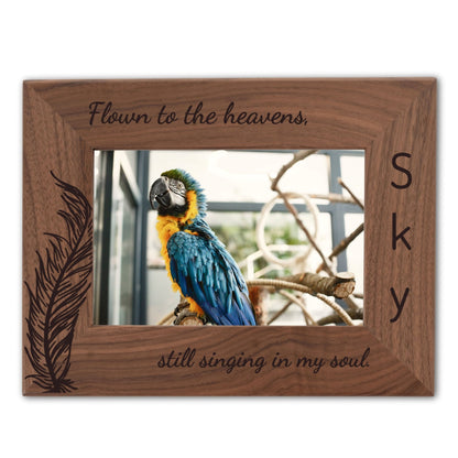 Personalized Bird Picture Frame, Genuine Walnut Bird Photo Frame 4x6, Bird Picture Wall Decor, Bird Memorial Gift, Bird Loss Gifts - Apparel & Accessories - Aylev