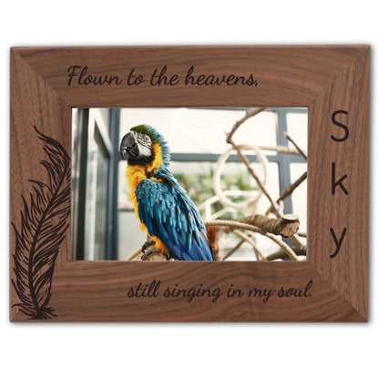 Personalized Bird Picture Frame, Genuine Walnut Bird Photo Frame 4x6, Bird Picture Wall Decor, Bird Memorial Gift, Bird Loss Gifts - Apparel & Accessories - Aylev