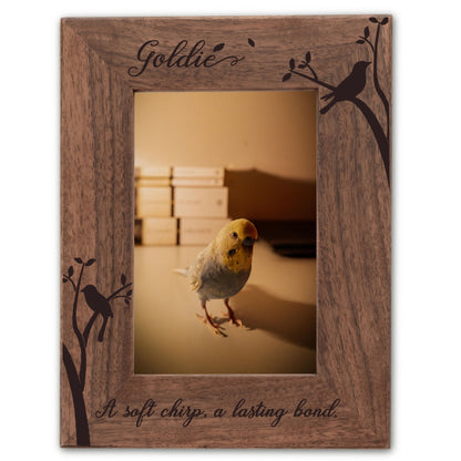 Personalized Bird Picture Frame, Genuine Walnut Bird Photo Frame 4x6, Bird Picture Wall Decor, Bird Memorial Gift, Bird Loss Gifts - Apparel & Accessories - Aylev