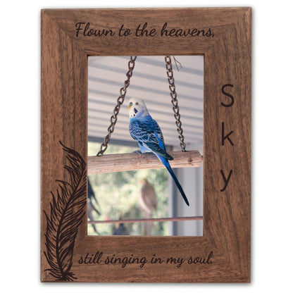Personalized Bird Picture Frame, Genuine Walnut Bird Photo Frame 4x6, Bird Picture Wall Decor, Bird Memorial Gift, Bird Loss Gifts - Apparel & Accessories - Aylev