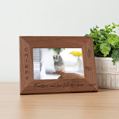 Personalized Bird Picture Frame, Genuine Walnut Bird Photo Frame 4x6, Bird Picture Wall Decor, Bird Memorial Gift, Bird Loss Gifts - Apparel & Accessories - Aylev