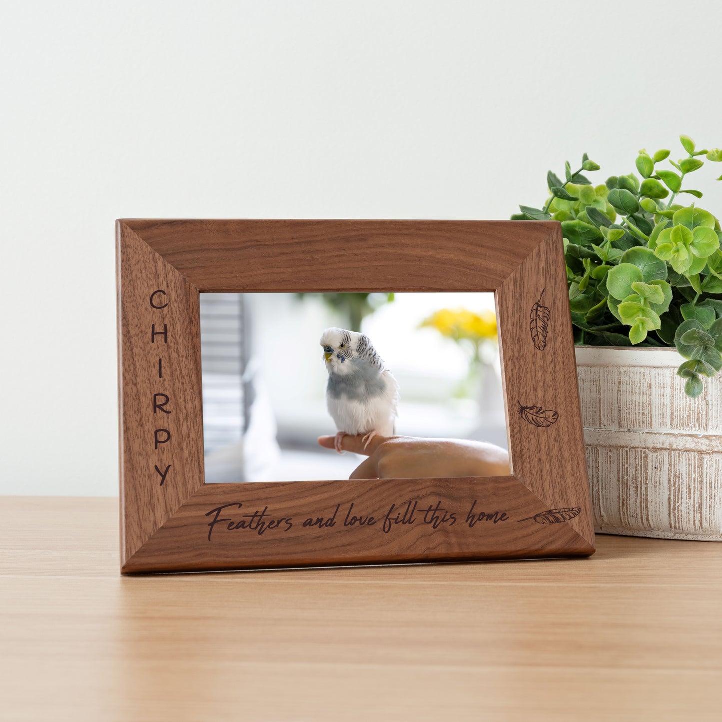 Personalized Bird Picture Frame, Genuine Walnut Bird Photo Frame 4x6, Bird Picture Wall Decor, Bird Memorial Gift, Bird Loss Gifts